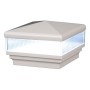 4" Sq. Neptune Scallop Lens Low Voltage LED Lighted Vinyl Post Cap for Vinyl Fence and Railing (Warm White)  Almond 