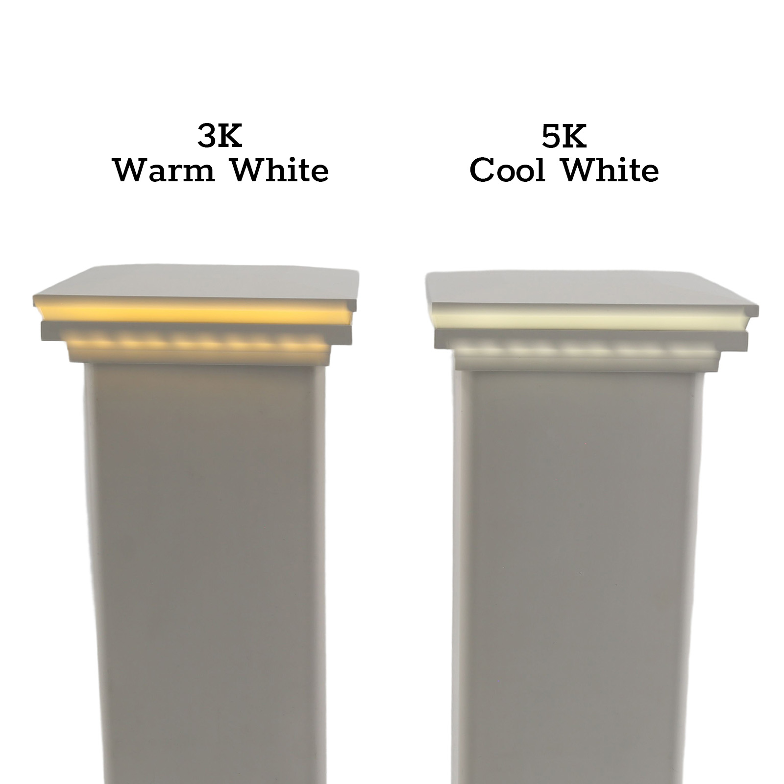 LED Wired Post Cap Warm White (3K) Versus Cool White (5K)