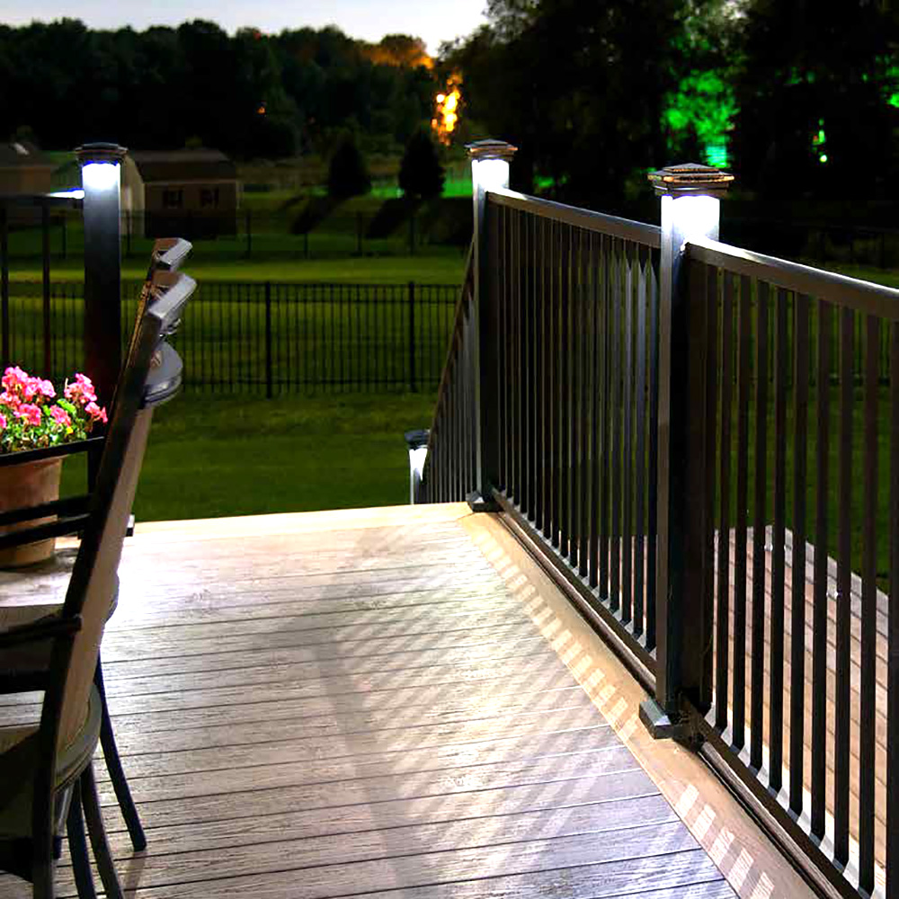 Eco-Friendly Lighting Outdoors Lighting On Deck With Flowers 